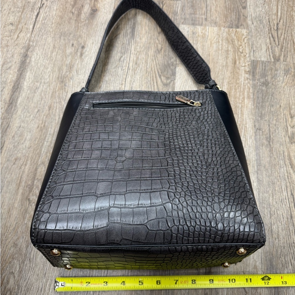 Ellen Tracy Camille Crocodile Hobo Bag With Strap | NWT | Gray - Picture 2 of 2